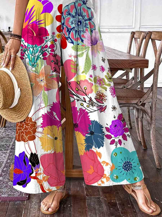 Women's Floral Print Wide Leg Pants