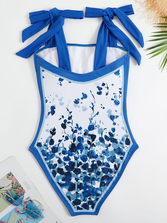 Women's Vintage One Piece Swimsuit Suit Chiffon Cover Up